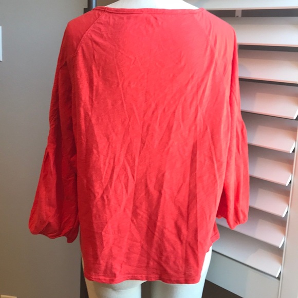 Anthropologie orange/red knit tee S - Picture 3 of 5